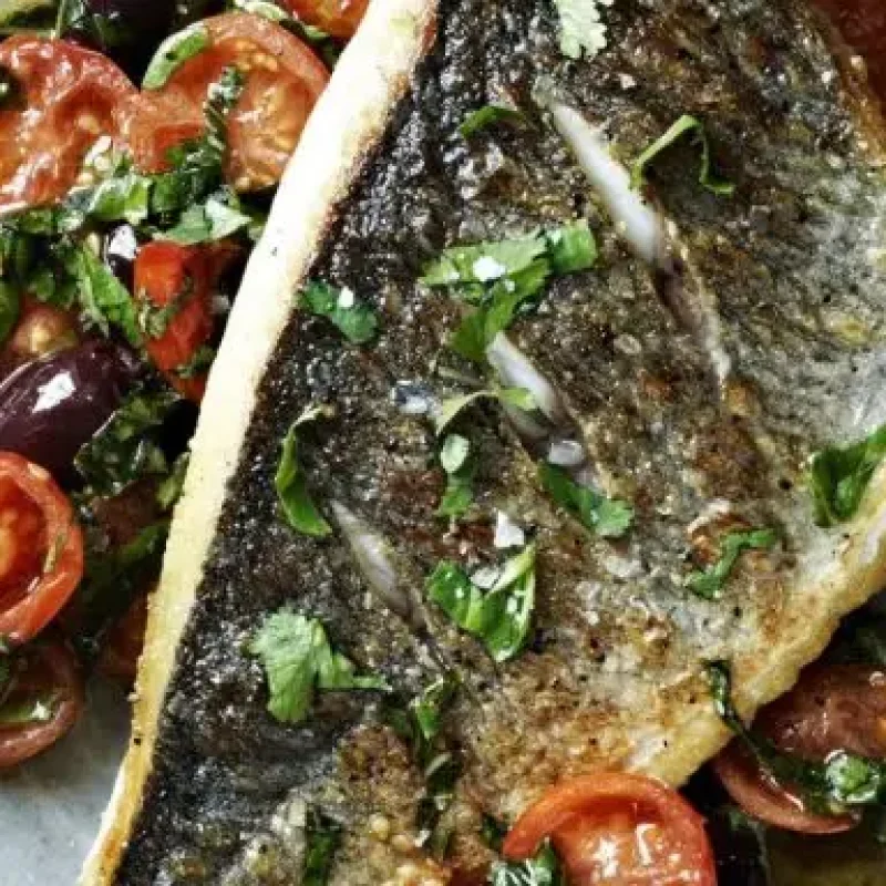 Sea bream with tomato and herb salsa
