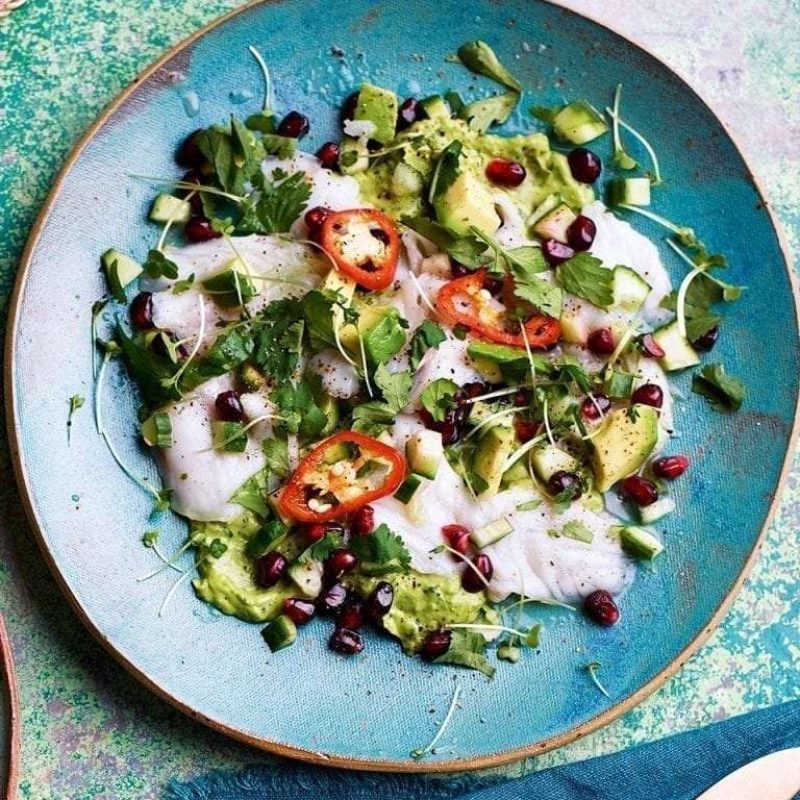 Sea bass ceviche with avocado