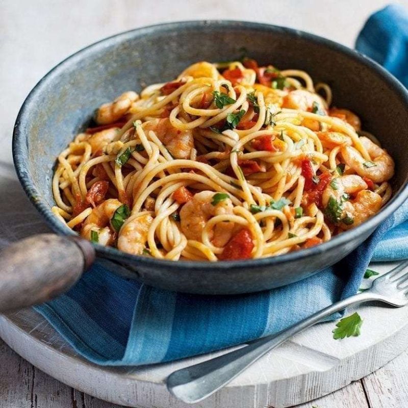 Chilli Tomato and Prawn Pasta