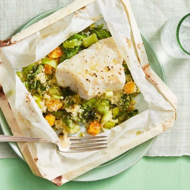 Fresh Cod with Leek and Couscous