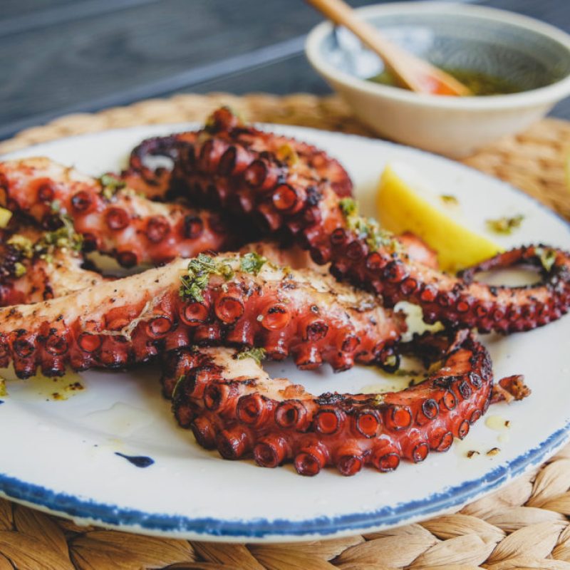 grilled octopus with lemon