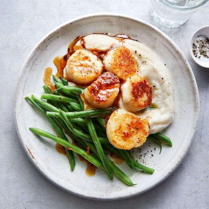 Scallops with Beans and Puree